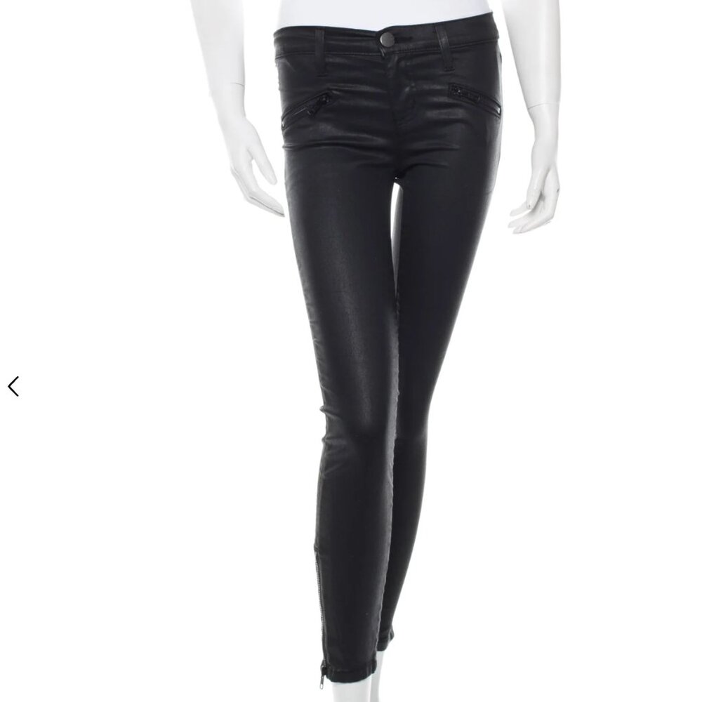 Current/Elliott Wax Coated Black Skinny Jeans Sz 26